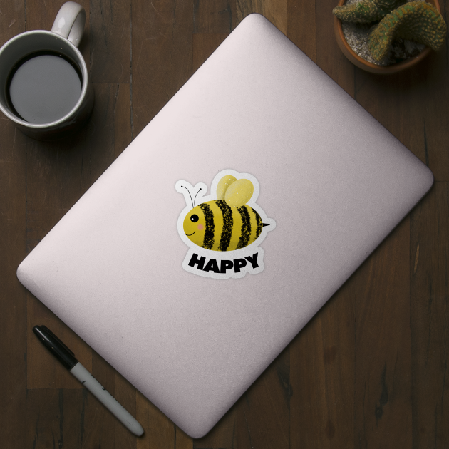 'Bee Happy' - Happy Bee by VicEllisArt